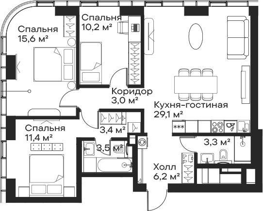 4-комн. Сити Бэй