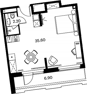 Студия, 37.8 м², 6/23 этаж, ЖК «Аквилон Сигнал»