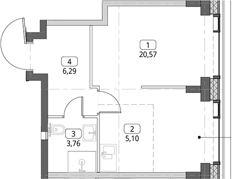 Студия, 35.72 м², 13/56 этаж, ЖК «СИТИДЗЕН»