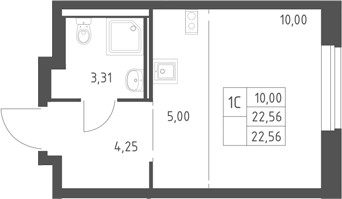 Студия, 22.56 м², 9/11 этаж, ЖК «Горки Парк»