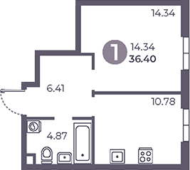 1-комн., 36.4 м², 2/20 этаж, ЖК «Нижегородская от Гранель»