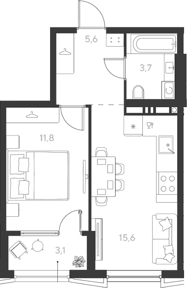 Продается 1-комн. квартира, 36.7 м²