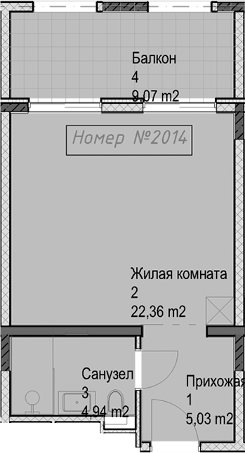 Студия квартира, 32.33 м² в ЖК Гостиничный комплекс Николай 1 — фото 2