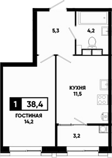 1-комн., 35.2 м², 10/24 этаж, ЖК «Основа. ГК ЮгСтройИнвест. Ставропольский край»
