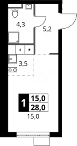 Студия, 28 м², 17/18 этаж, ЖК «1-й Ясеневский»