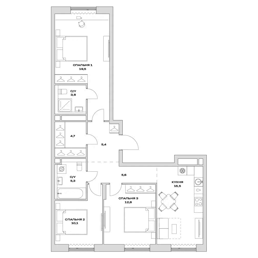 4+ комнаты, 83.8 м², 14/16 этаж, ЖК «Детали»