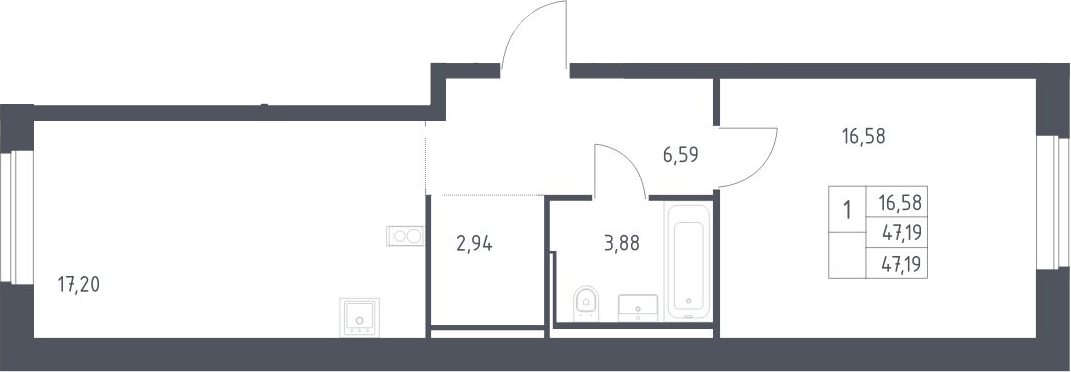 2-комн., 47.19 м², 4/10 этаж, ЖК «Литературный Квартал»