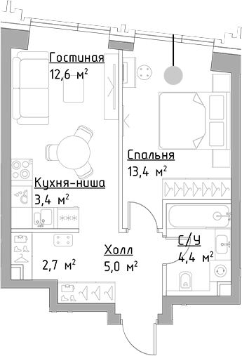 2-комн. Левел Павелецкая Сити