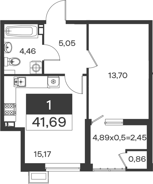 1-комн. квартира, 38.38 м² в ЖК Образцово — фото 2