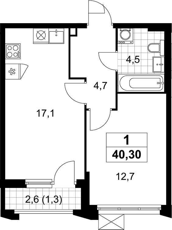 2-комн., 39 м², 2/9 этаж, ЖК «Деснаречье»