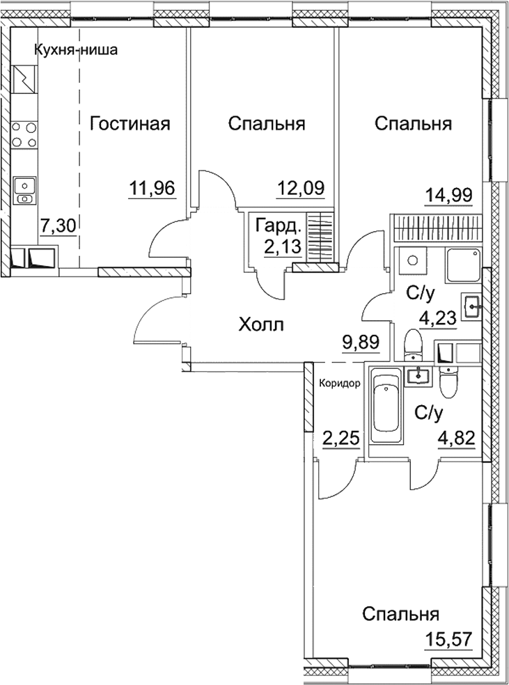 4-комн. СЕЗАР СИТИ