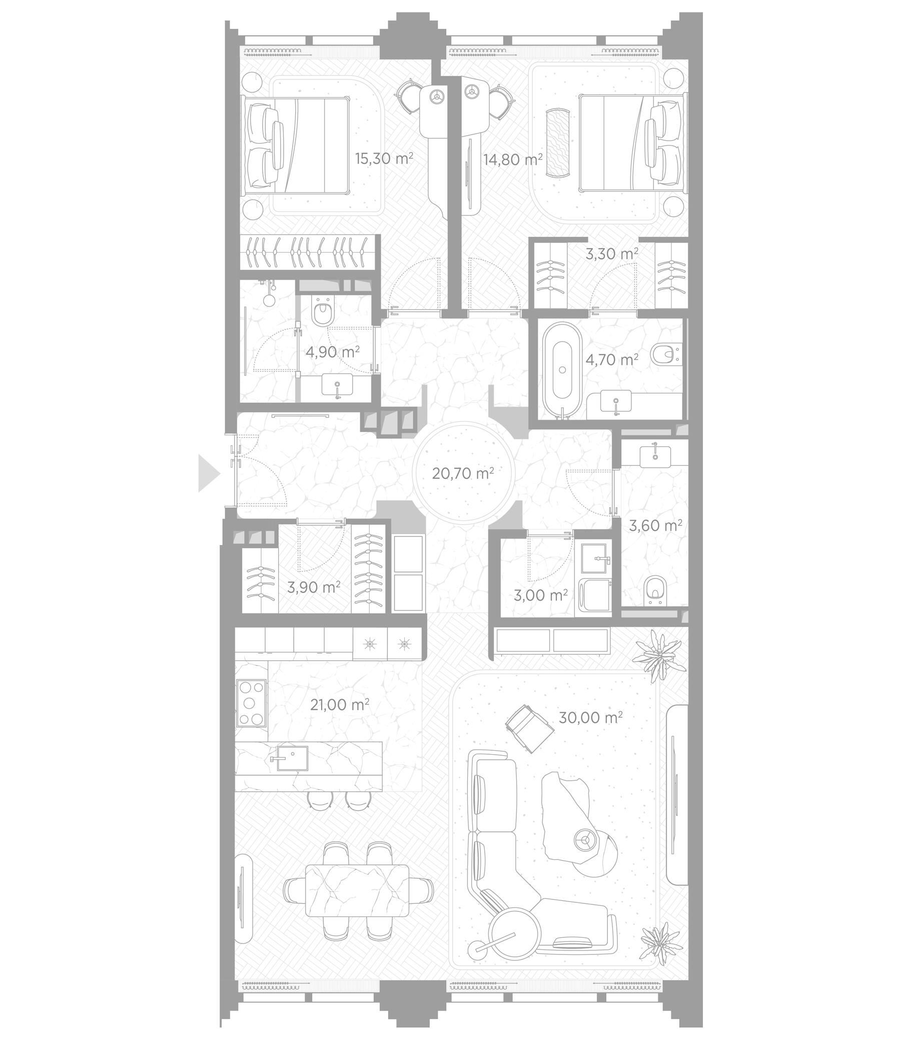 2-комн., 125.2 м², 4/7 этаж, ЖК «Николь»
