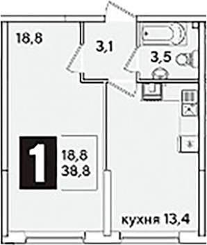 1-комн. квартира, 38.8 м² в ЖК Самолет — фото 2