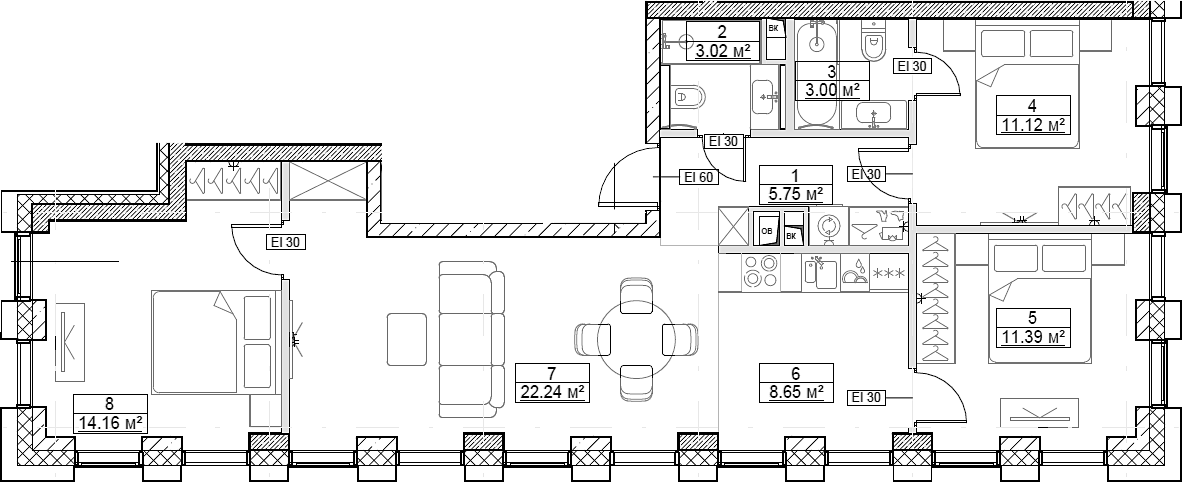 4+ комнаты, 79.33 м², 9/27 этаж, ЖК «Сити Бэй»