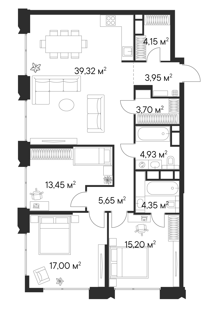 4+ комнаты, 109.3 м², 26/28 этаж, ЖК «Первый Нагатинский»