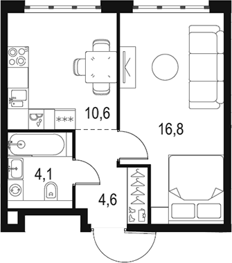 1-комн., 36.1 м², 15/16 этаж, ЖК «Левел Южнопортовая»