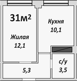 1-комн., 31 м², 3/9 этаж, ЖК «Европейский»