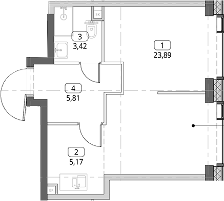 Студия, 38.29 м², 36/56 этаж, ЖК «СИТИДЗЕН»