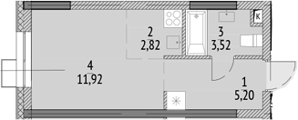 Студия, 23.46 м², 10/21 этаж, ЖК «N'ICE LOFT»