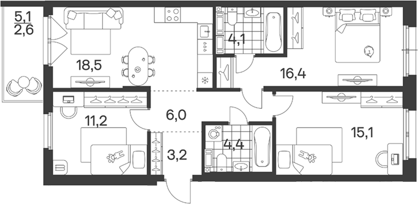 4-комн. квартира, 78.9 м² в ЖК Символ. ГК Трест — фото 2