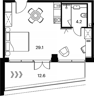 Студия, 33.3 м², 4/23 этаж, ЖК «Аквилон Сигнал»