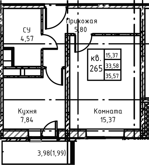 1-комн. Высокий Берег