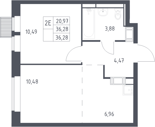 2-комн., 36.28 м², 15/17 этаж, ЖК «Большое Путилково»