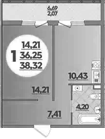 1-комн. квартира, 36.25 м² в ЖК Восточный. Квартал №6 — фото 2