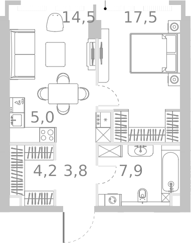 2-комн., 52.9 м², 17/46 этаж, ЖК «Ривер Парк Кутузовский»