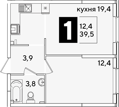 2-комн. квартира, 39.5 м² в ЖК Самолет — фото 2