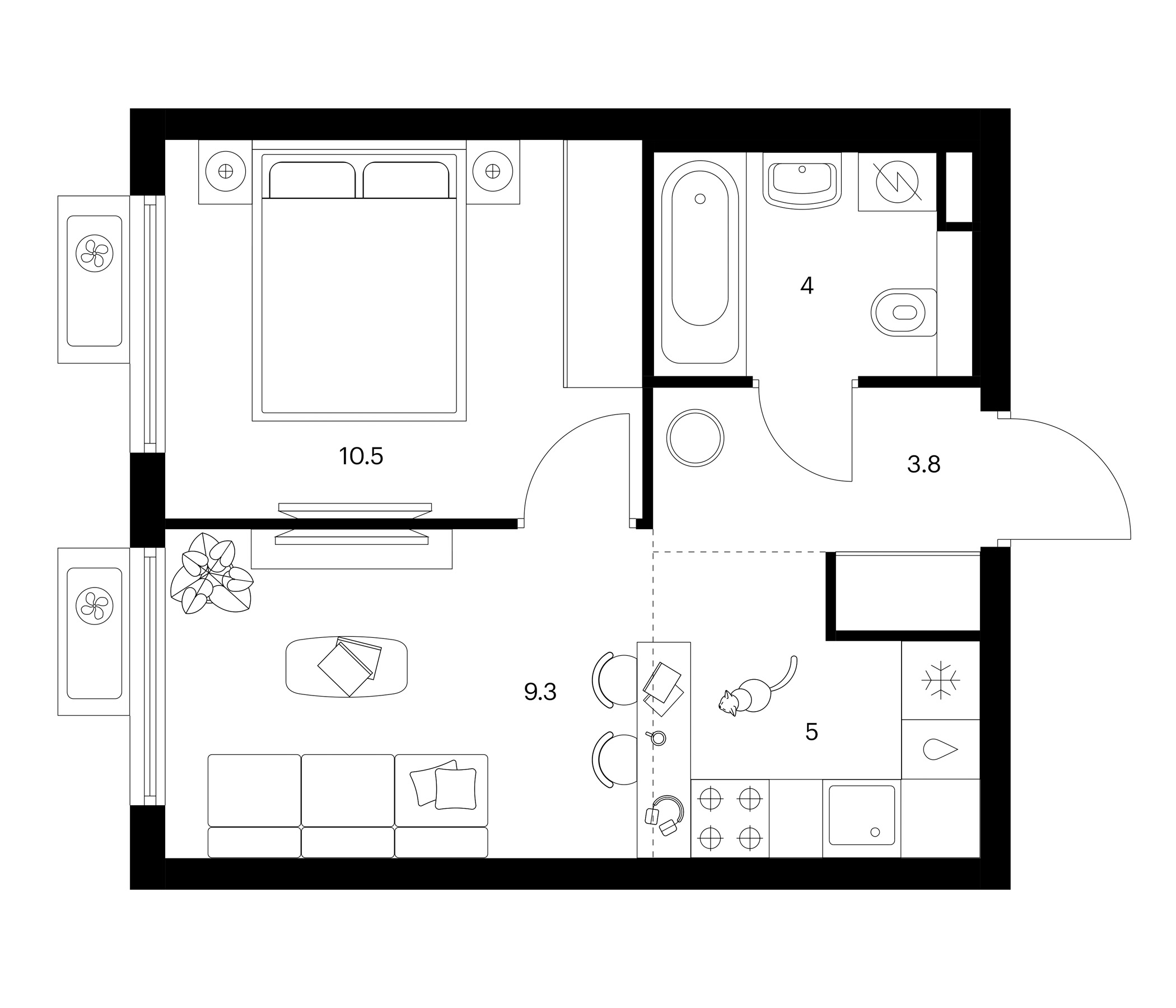 2-комн., 32.6 м², 15/15 этаж, ЖК «Белая Дача парк»
