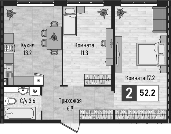 2-комн. Живописный