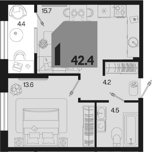 2-комн. квартира, 38 м² в ЖК Первое место — фото 2