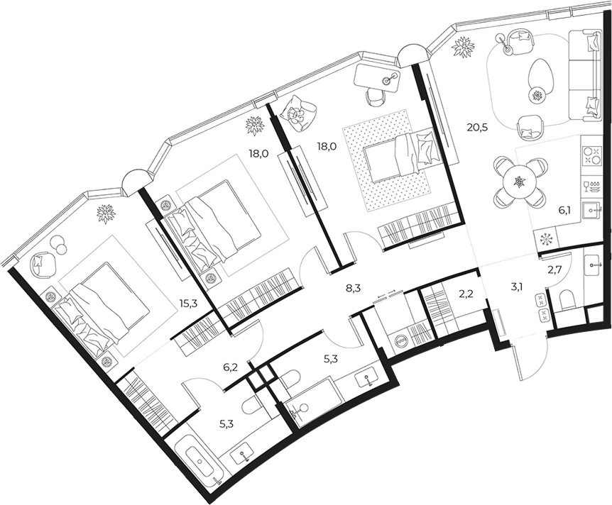4+ комнаты, 114.2 м², 12/14 этаж, ЖК «МАСТЕРС»
