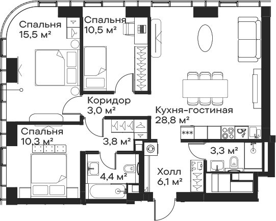 4+ комнаты, 85.7 м², 25/59 этаж, ЖК «Сити Бэй»