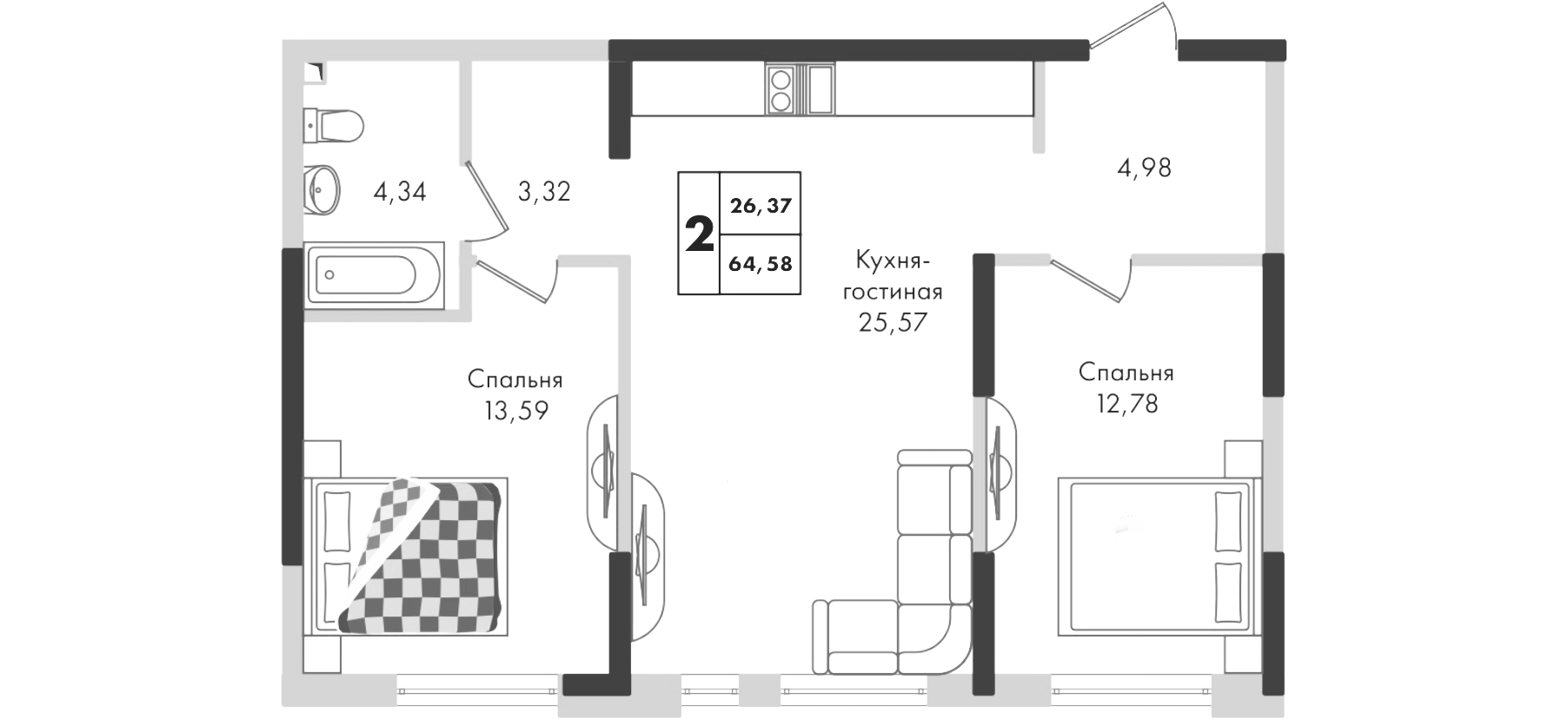 2-комн. Зеленая территория