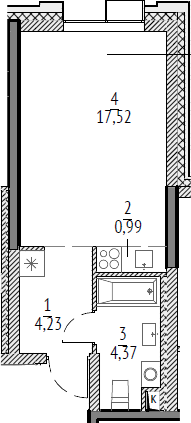Студия, 27.11 м², 17/21 этаж, ЖК «N'ICE LOFT»
