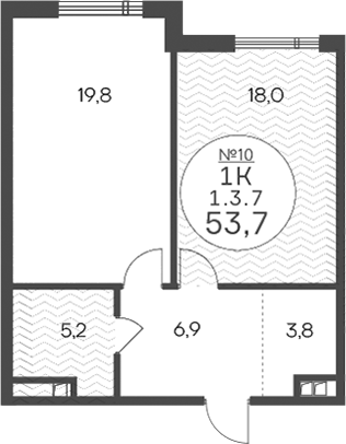 1-комн., 53.7 м², 3/14 этаж, ЖК «Клубный квартал КРЫЛАТСКАЯ 33»