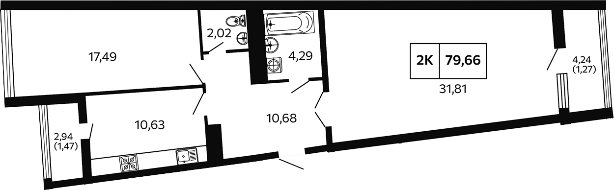 2-комн. квартира, 76.92 м² в ЖК Отражение. Носта — фото 2