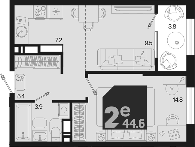 2-комн. квартира, 40.8 м² в ЖК Первое место — фото 2