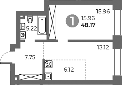 2-комн., 48.17 м², 19/24 этаж, ЖК «Павелецкая от Гранель»