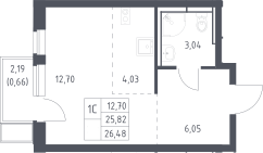 Студия, 25.82 м², 14/17 этаж, ЖК «Новое Видное»