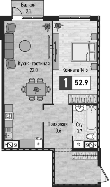 2-комн. Живописный