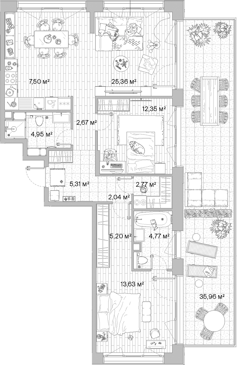 3-комн., 86.55 м², 2/10 этаж, ЖК «МЫС»