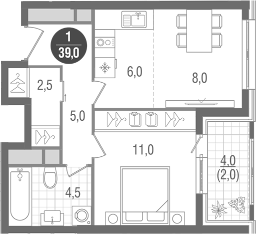 2-комн., 37 м², 25/32 этаж, ЖК «Кантемировский»
