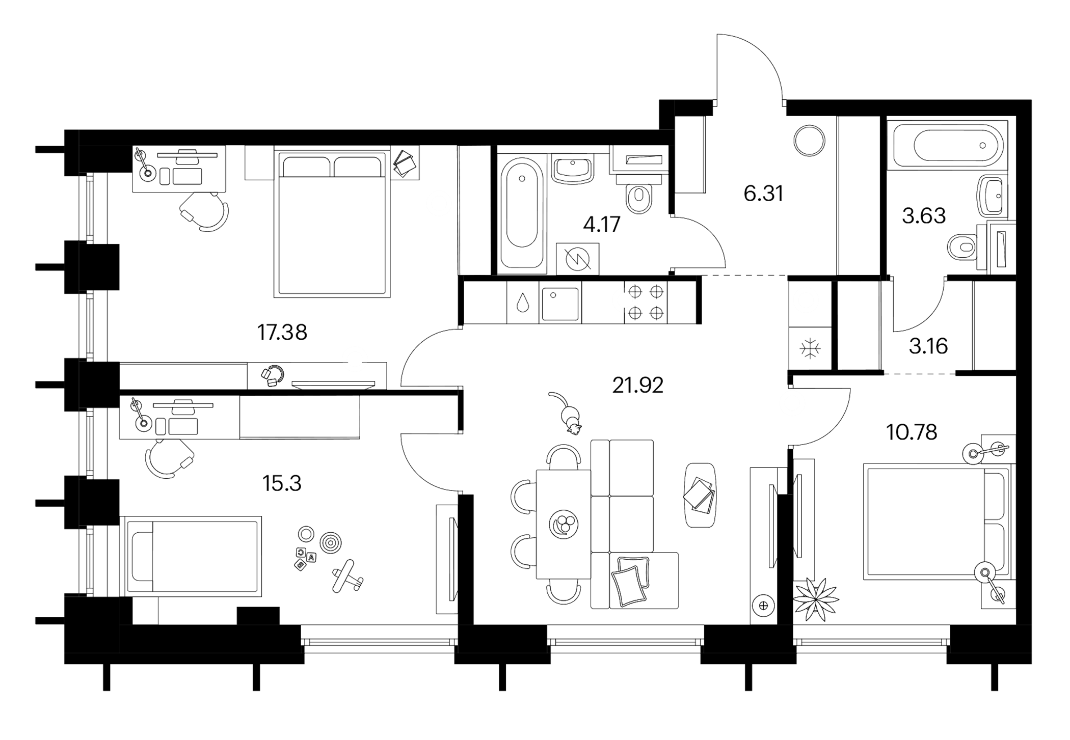4+ комнаты, 82.65 м², 13/32 этаж, ЖК «Бусиновский парк»