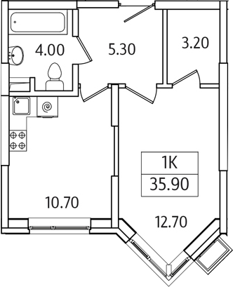 1-комн., 35.9 м², 2/21 этаж, ЖК «Видный Берег 2.0»