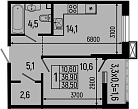1-комн. квартира, 36.9 м² в ЖК Звезды — фото 2