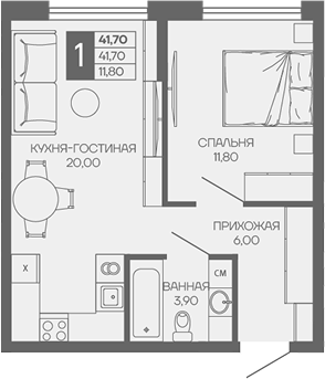 1-комн. квартира, 41.7 м² в ЖК Иначе в Молодежном — фото 2