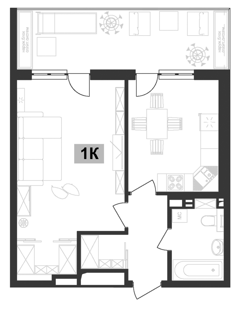 1-комн. квартира, 43.39 м² в ЖК Клубная резиденция Европа — фото 2